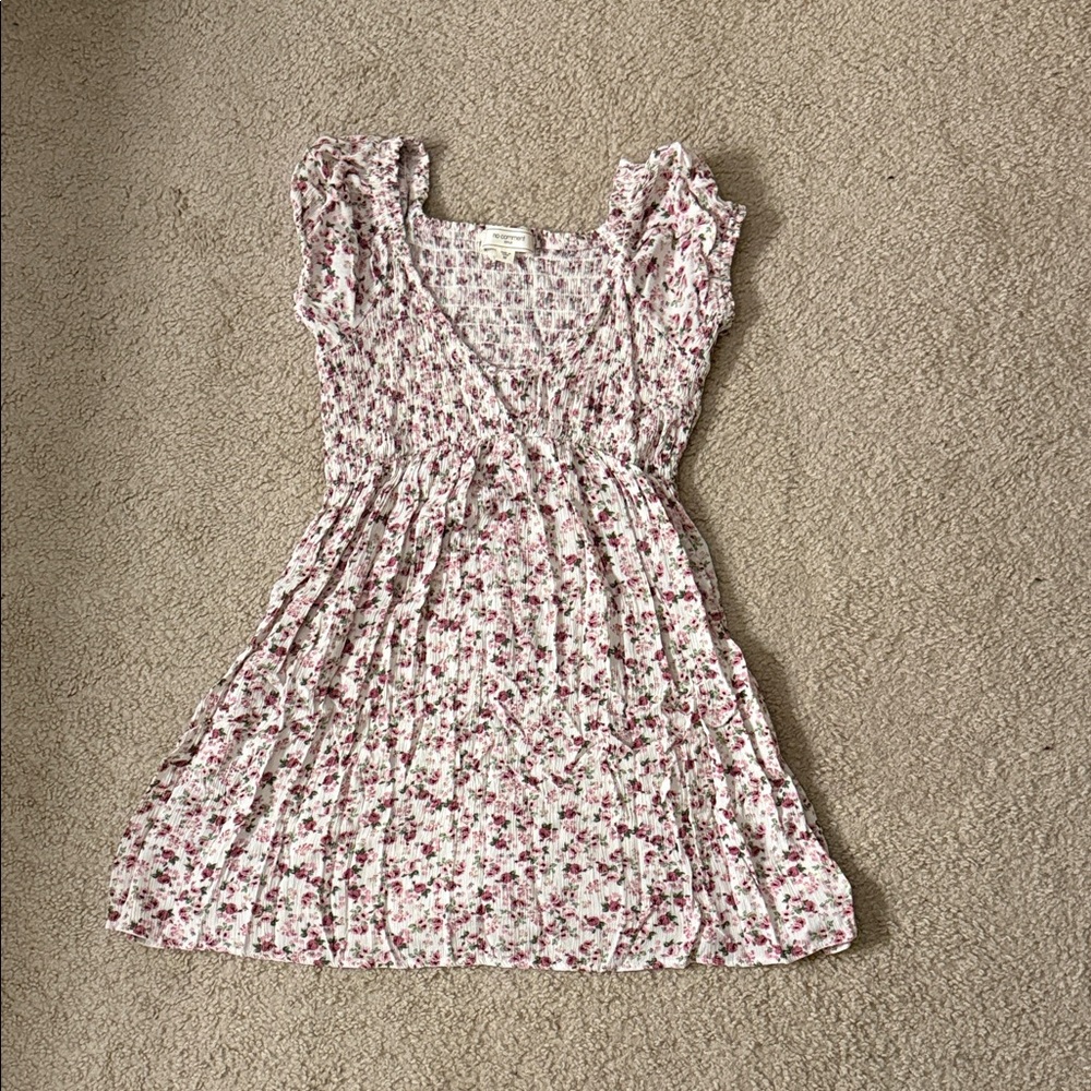Floral Mini Dress - Pink and White